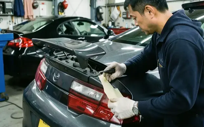 リアスポイラーの装着作業